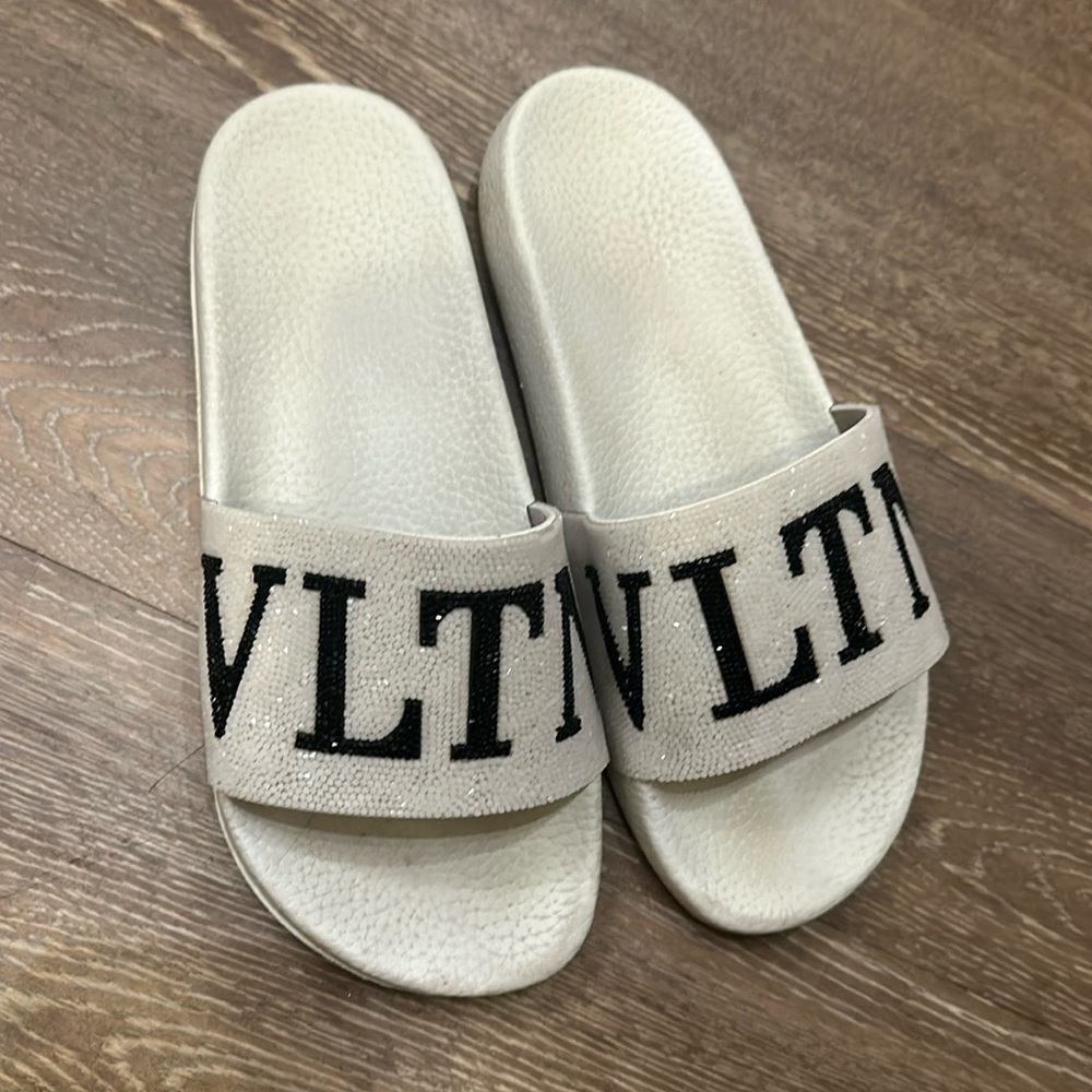 Valentino Rubber & Crystal Slides